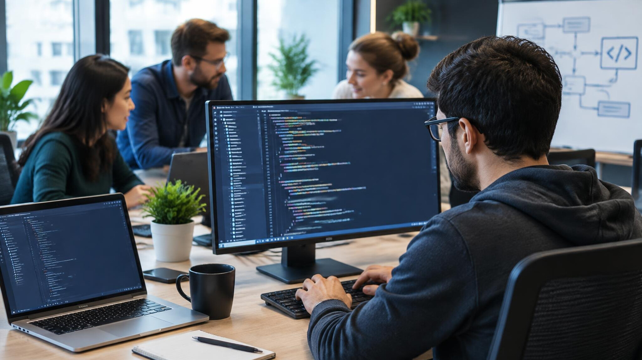 programmer writing smart code
