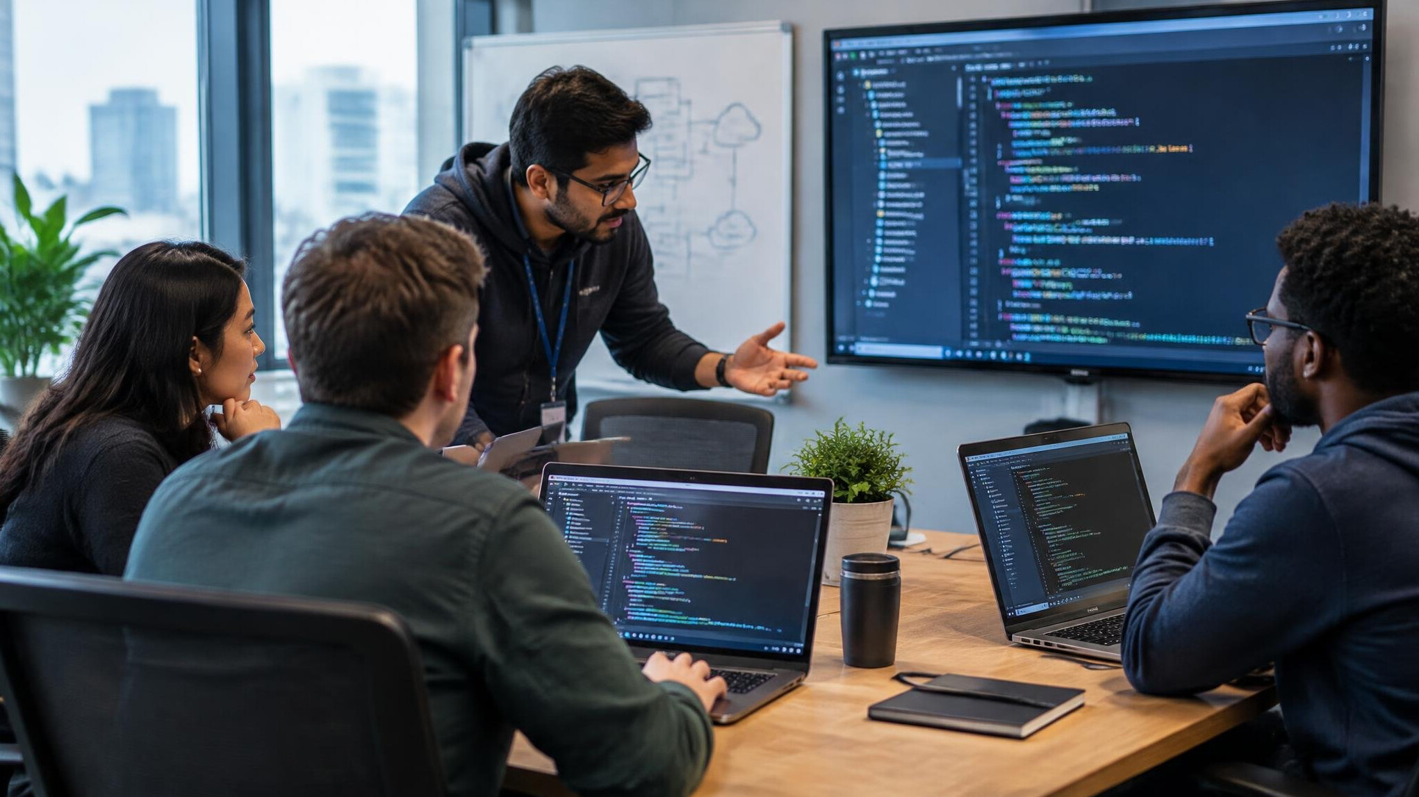 team of programmers in office