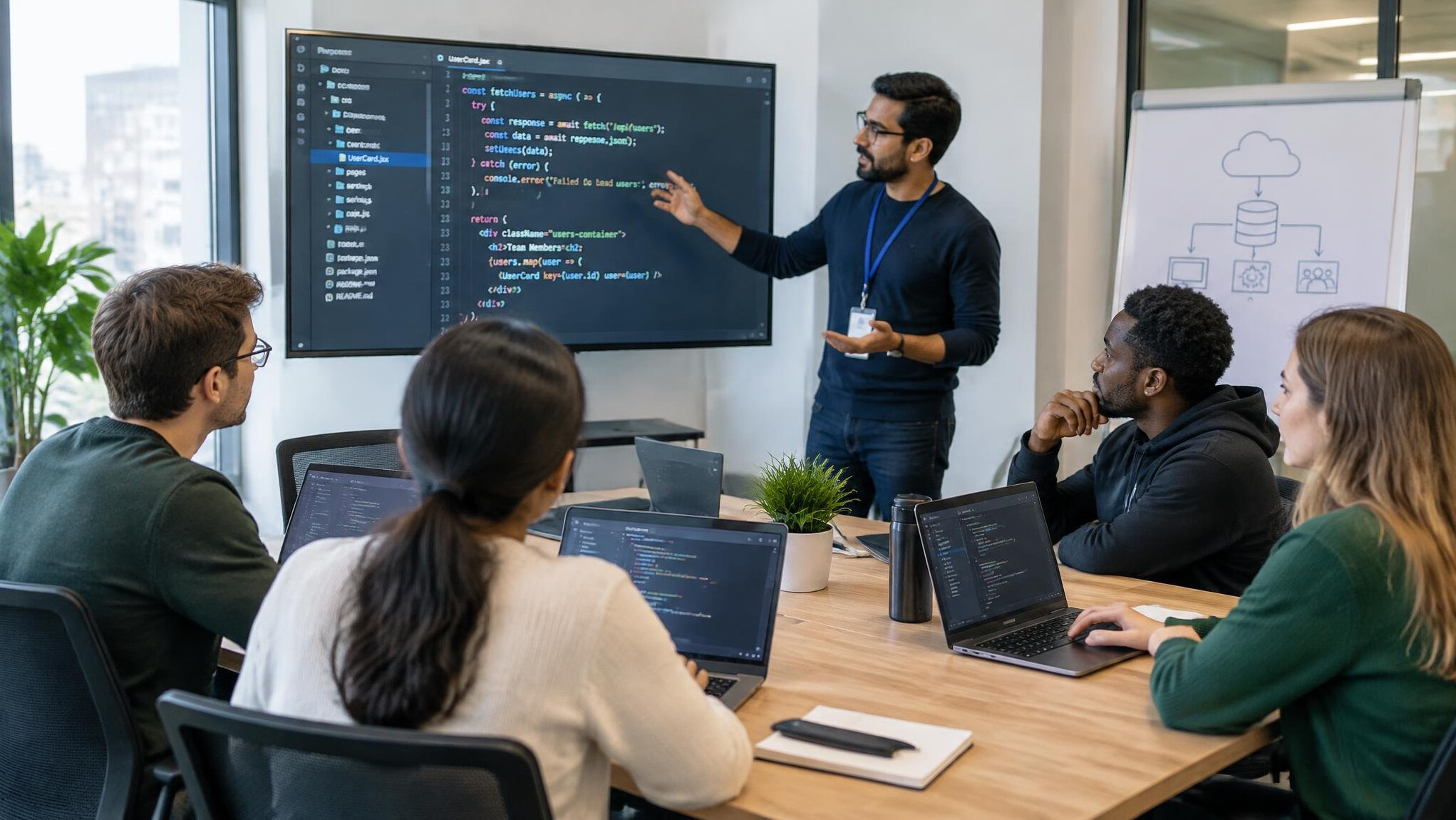 corporate programmers in meeting